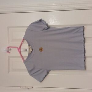 No Comment NY•LA Light Blue Crop Top With Sunflower Print Detail.